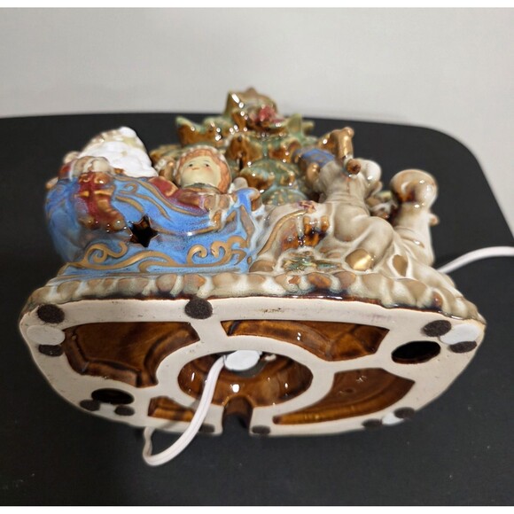 🎄KIRKLANDS Potter's Garden CHRISTMAS Ceramic Tree 10x7” Santa Sleigh Reindeer - Picture 9 of 12